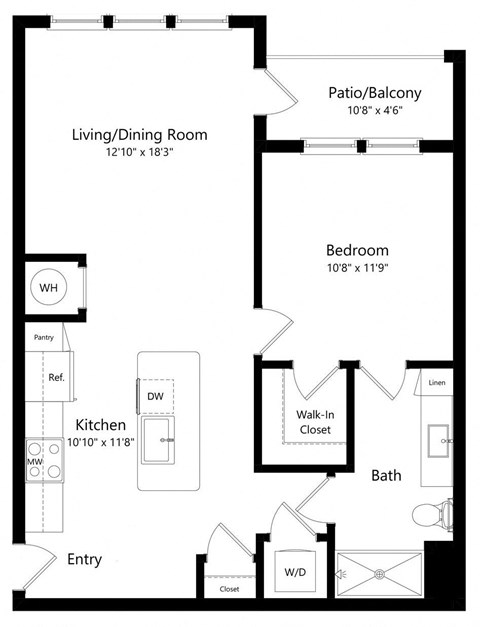 One Bedroom Floor Plan at Grady Square Luxury Apartments in Tampa FL